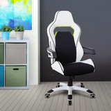 Techni Mobili Ergonomic Essential Racing Style Home & Office Chair, White RTA-2021-WHT
