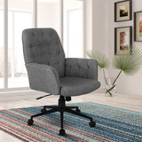 Techni Mobili Modern Upholstered Tufted Office Chair with Arms, Grey RTA-2024-GRY