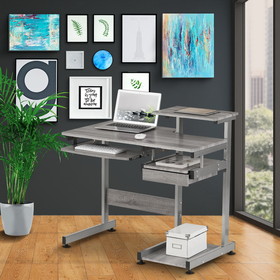 Techni Mobili Complete Computer Workstation Desk, Grey RTA-2706A-GRY