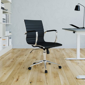 Techni Mobili Modern Medium Back Executive Office Chair, Black RTA-4602-BK