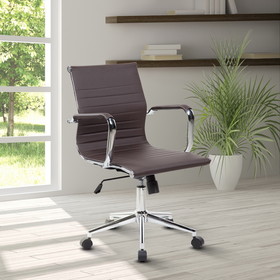 Techni Mobili Modern Medium Back Executive Office Chair, Chocolate RTA-4602-CH