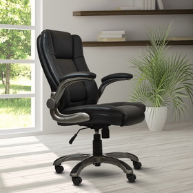 Techni Mobili Medium Back Executive Office Chair with Flip-up Arms, Black RTA-4902-BK