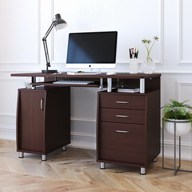 Techni Mobili Complete Workstation Computer Desk with Storage, Chocolate RTA-4985-CH36