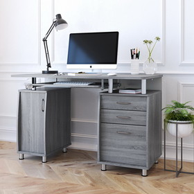 Techni Mobili Complete Workstation Computer Desk with Storage, Grey RTA-4985-GRY
