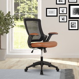 Techni Mobili Mid-Back Mesh Task Office Chair with Height Adjustable Arms, Brown RTA-8030-BRN