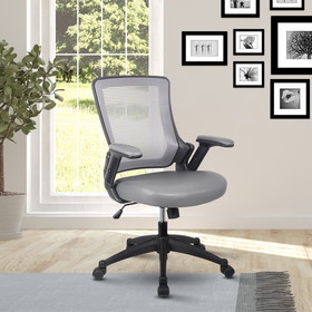 Techni Mobili Mid-Back Mesh Task Office Chair with Height Adjustable Arms, Grey RTA-8030-GRY
