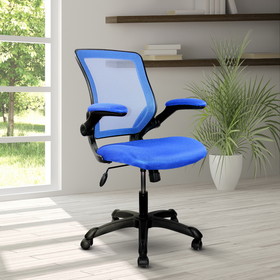 Techni Mobili Mesh Task Office Chair with Flip Up Arms, Blue RTA-8050-BL