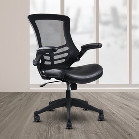 Techni Mobili Stylish Mid-Back Mesh Office Chair with Adjustable Arms, Black RTA-8070-BK