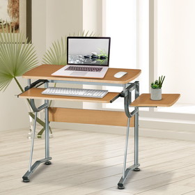 Techni Mobili Compact Computer Desk with Side Shelf and Keyboard Panel, Cherry RTA-8336-C09