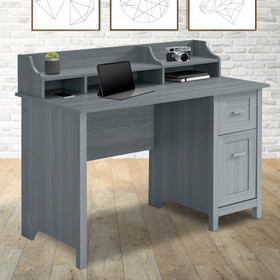 Techni Mobili Classic Office Desk with Storage, Grey RTA-8411-GRY