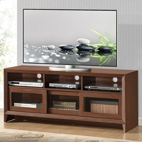 Techni Mobili Modern TV Stand with Storage for TVs up to 60", Hickory RTA-8811-HRY