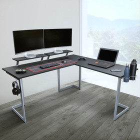 Techni Sport Warrior L-Shaped Gaming Desk, Black RTA-TS220L-BK