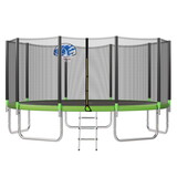 15FT Trampoline for Kids with Safety Enclosure Net, Basketball Hoop and Ladder, Easy assembly Round Outdoor Recreational Trampoline
