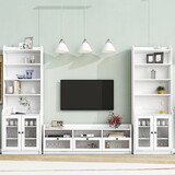 ON-TREND Chic Elegant Entertainment Wall Unit with Tall Cabinets, TV Console Table for TVs Up to 65