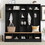 ON-TREND Wide Design Hall Tree with Storage Bench, Minimalist Shoe Cabinet with Cube Storage & Shelves, Multifunctional Coat Rack with 8 Hooks for Entryways, Mudroom, Black SD000021AAB