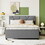 Full Size Upholstered Platform Bed with Brick Pattern Headboard and Twin Size Trundle, Linen Fabric, Gray SF000003AAE