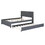 Full Size Upholstered Platform Bed with Brick Pattern Headboard and Twin Size Trundle, Linen Fabric, Gray SF000003AAE