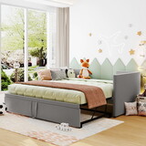 Twin Size Upholstered daybed with Pop Up Trundle, Gray SF000005AAE