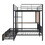 Full over Twin & Twin Triple Bunk Bed with Drawers, Multi-functional Metal Frame Bed with desks and shelves in the middle, Black SF000028AAB