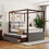 Full Size Upholstered Canopy Bed with Trundle and 3 Drawers, Gray SF000030AAE