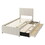 Twin Size Upholstered Platform Bed with Trundle and 3 Drawers, Linen Fabric, Beige SF000049AAA