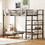 Twin Size Metal Loft Bed with Upper Grid Storage Shelf and Lateral Storage Ladder, Black SF000081AAB