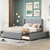 Full Size Upholstered Bed with 4 Drawers, Gray SF000104AAE