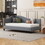 Twin Size L-Shaped Linen Daybed,with Solid Wood Legs,Gray