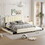 Queen Size Upholstered Platform Bed with 2 Drawers and 1 Double Trundle, Classic Metal Strip Headboard Design, Beige SF000159AAA