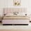 Queen Size Upholstered Platform Bed with 2 Drawers and 1 Double Trundle, Classic Metal Strip Headboard Design, Pink SF000159AAH