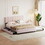 Queen Size Upholstered Platform Bed with 2 Drawers and 1 Double Trundle, Classic Metal Strip Headboard Design, Pink SF000159AAH