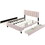 Queen Size Upholstered Platform Bed with 2 Drawers and 1 Double Trundle, Classic Metal Strip Headboard Design, Pink SF000159AAH