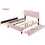 Queen Size Upholstered Platform Bed with 2 Drawers and 1 Double Trundle, Classic Metal Strip Headboard Design, Pink SF000159AAH