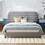 Queen Size Velvet Upholstered Platform Bed,Solid Frame and Stylish Curve-shaped Design, Gray SF000163AAE