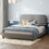 Queen Size Velvet Upholstered Platform Bed,Solid Frame and Stylish Curve-shaped Design, Gray SF000163AAE