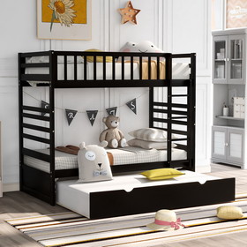 Oris Fur. Twin Bunk Beds for Kids with Safety Rail and Movable Trundle Bed SG000092BAA