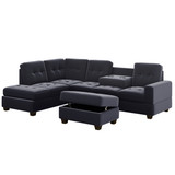 Oris Fur. Sectional Sofa with Reversible Chaise, L Shaped Couch Set with Storage Ottoman and Two Cup Holders for Living Room SG000280AAA