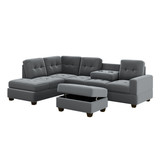 Oris Fur. Sectional Sofa with Reversible Chaise Lounge, L-Shaped Couch with Storage Ottoman and Cup Holders SG000290AAA