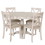 Modern Dining Table Set for 4,Round Table and 4 Kitchen Room Chairs,5 Piece Kitchen Table Set for Dining Room,Dinette,Breakfast Nook,Antique White SG000640AAA