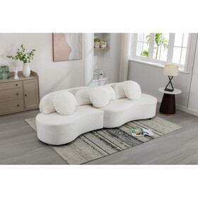103.9" Modern Living Room Sofa Lamb Velvet Upholstered Couch Furniture for Home or Office, Beige