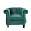 39" Modern Sofa Dutch Fluff Upholstered sofa with solid wood legs, buttoned tufted backrest,green SG001041AAF