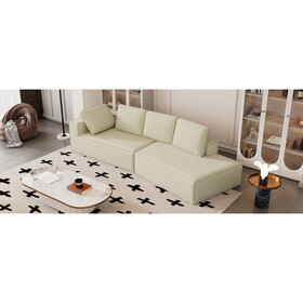 125" Stylish Chaise Lounge Modern Indoor Lounge Sofa Sleeper Sofa with Clean Lines for Living Room, Beige SG001320AAA
