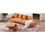 107" Contemporary Sofa Stylish Sofa Couch with a Round Storage Ottoman and Three Removable Pillows for Living Room, Orange SG001360AAD