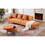 107" Contemporary Sofa Stylish Sofa Couch with a Round Storage Ottoman and Three Removable Pillows for Living Room, Orange SG001360AAD