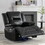 Home Theater Recliner Set Manual Recliner Chair with a LED Light Strip Two Built-in Cup Holders for Living Room,Bedroom, Black