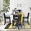 TOPMAX 5 Piece Dining Set with Matching Chairs and Bottom Shelf for Dining Room, Black Chair+Gray Table SH000122AAE