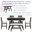 TOPMAX 6-Piece Wood Counter Height Dining Table Set with Storage Shelf, Kitchen Table Set with Bench and 4 Chairs,Rustic Style,Espresso+Beige Cushion SH000257AAP