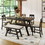 TOPMAX 6-Piece Wood Counter Height Dining Table Set with Storage Shelf, Kitchen Table Set with Bench and 4 Chairs,Rustic Style,Espresso+Beige Cushion SH000257AAP