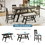 TOPMAX 6-Piece Wood Counter Height Dining Table Set with Storage Shelf, Kitchen Table Set with Bench and 4 Chairs,Rustic Style,Espresso+Beige Cushion SH000257AAP