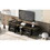 U-Can Modern TV Stand for TVs up to 80 inches, Entertainment Center with 4 Drawers and 1 Cabinet, Wood TV Console Table with Metal Legs and Handles for Living room SJ000117AAB